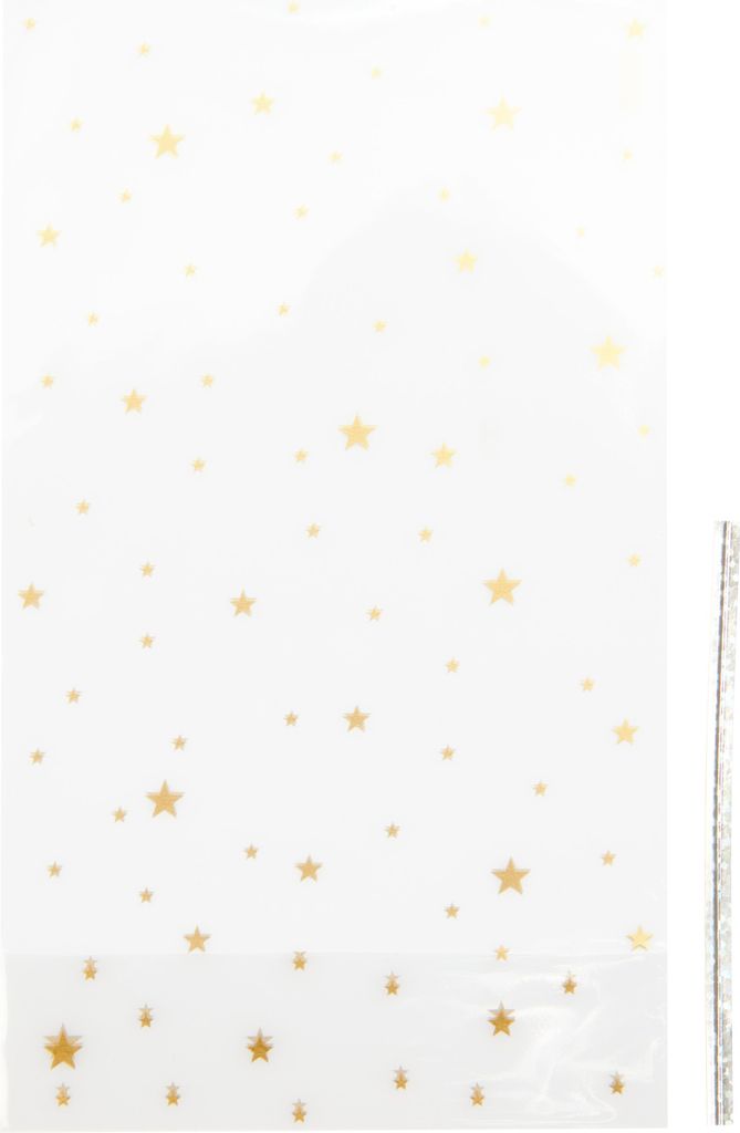 Rico Design Bodenbeutel Goldene Sterne mit Verschlussstreifen 10 Stück 11,2 x 19,2 cm