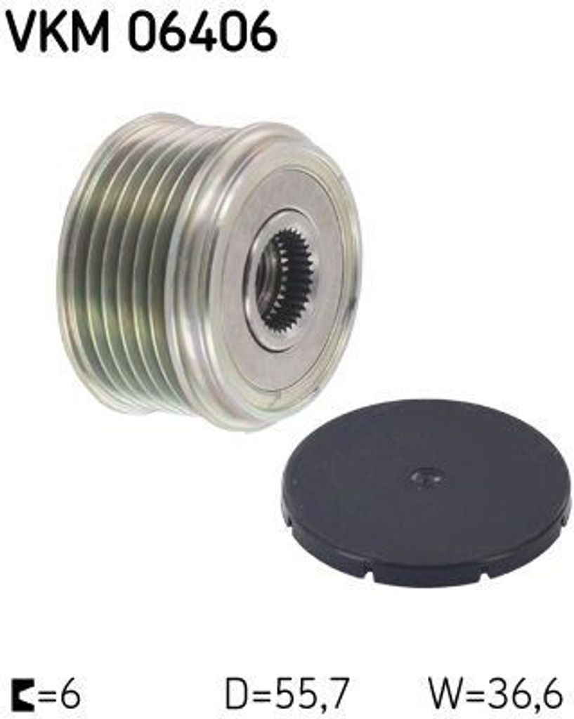 SKF VKM 06406 Freilauf Lichtmaschine OE LF1818330 kompatibel mit Berlingo, C-Crosser, C3, C4, C5, Jumper, Jumpy, Spacetourer, 3, 6, ASX, Lancer, Ou...