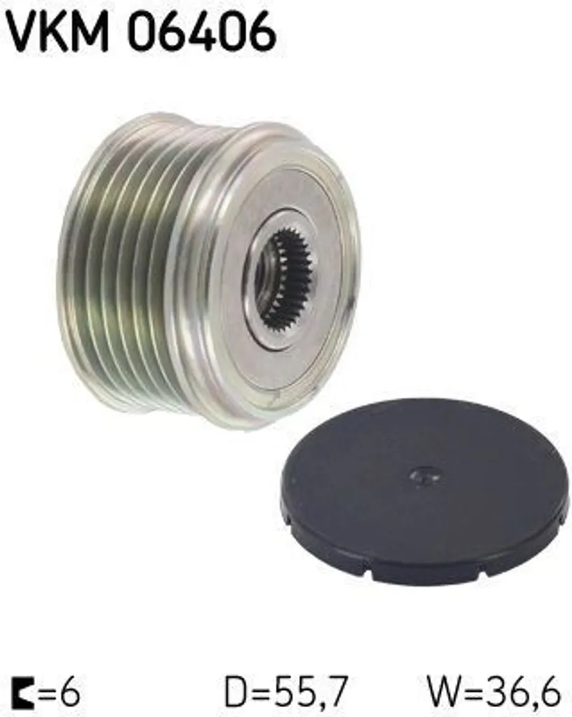 SKF VKM 06406 Ruota libera alternatore OE LF1818330 compatibile con Berlingo, C-Crosser, C3, C4, C5, Jumper, Jumpy, Spacetourer, 3, 6, ASX, Lancer, Outlander, 2008, 208, 3008, 308, 4007, 5008, 508, Boxer, Expert, Partner, Rifter, Traveller