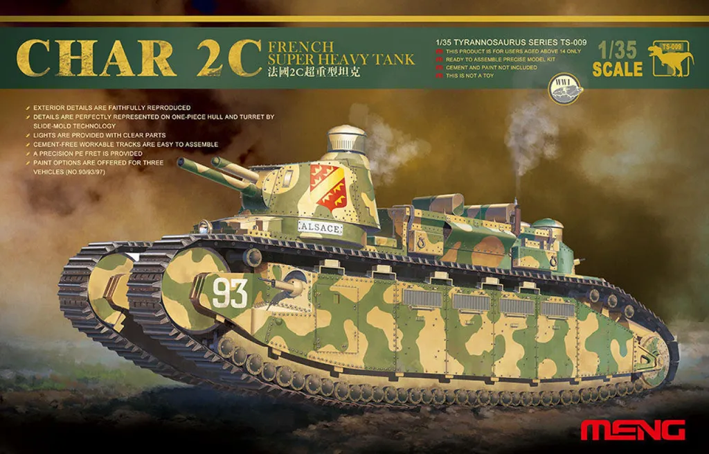 Char 2C MENG 1/35 Maquette Haute Précision avec Détails Rivetés TS-009
