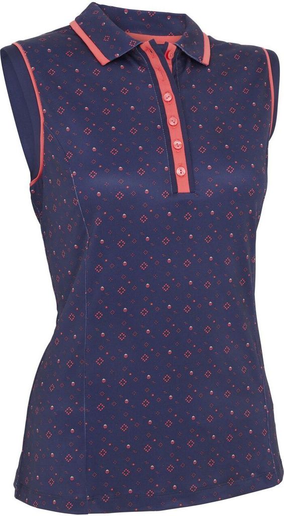 Callaway Women Allover Geometric Strawberry Peacoat XS Polo-Shirt