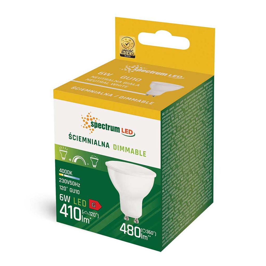 Spektrum LED světelný zdroj Reflektor 6W = 40W GU10 480lm Obrázek produktu 