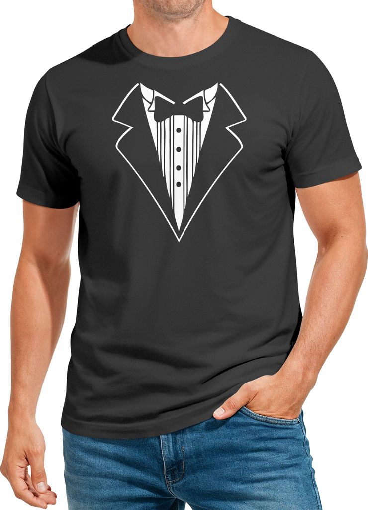 Herren T-Shirt Fasching Karneval - Smoking -Kostüm-Ersatz Verkleidung Last Minute Faschingskostüme Männer Funshirt Moonworks