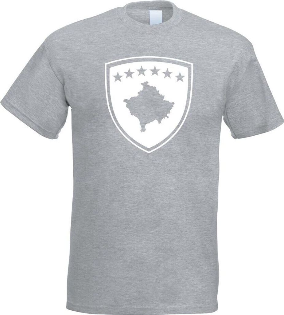 Kiwistar - T-Shirt - Graumeliert - Kosovo Wappen Motiv Bedruckt Funshirt Design Print - mit Motiv Bedruckt - Funshirt Design - Sport - Freizeit - H...