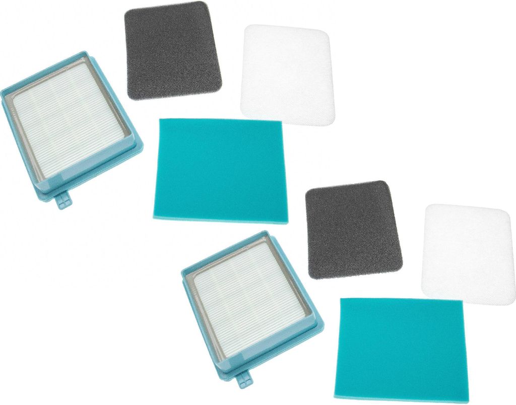 vhbw 4x Abluft-Filter, 2x HEPA-Filter, 2x Motoreinlassfilter kompatibel mit Philips PowerPro Active FC8674, FC8673, FC8672, FC8671, FC8670 Staubsauger