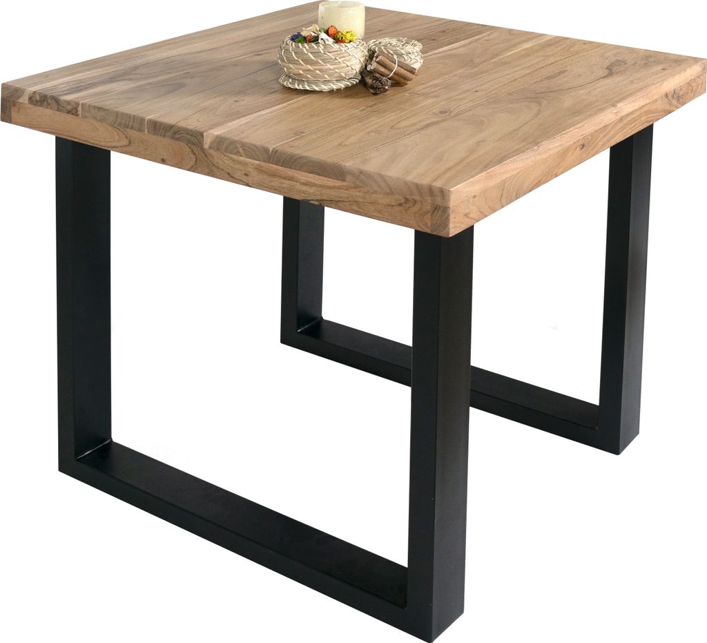 Esstisch Akazie Natur 80 x 80 cm massiv gerade Tischkanten Produktbild 