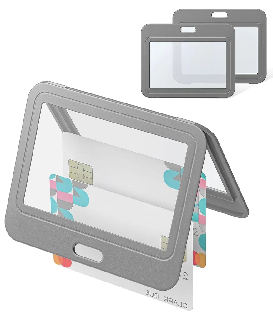 Porte-carte d'identité pour bureau et école gris rigide lot de 3 pièces