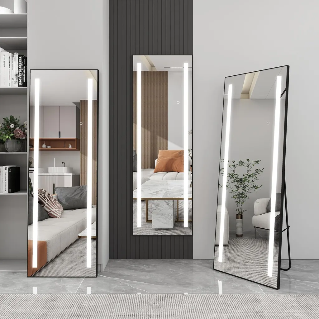 Miroir LED Anti-Éclat 150x50 cm Variable pour Illuminer une Pièce Sombre