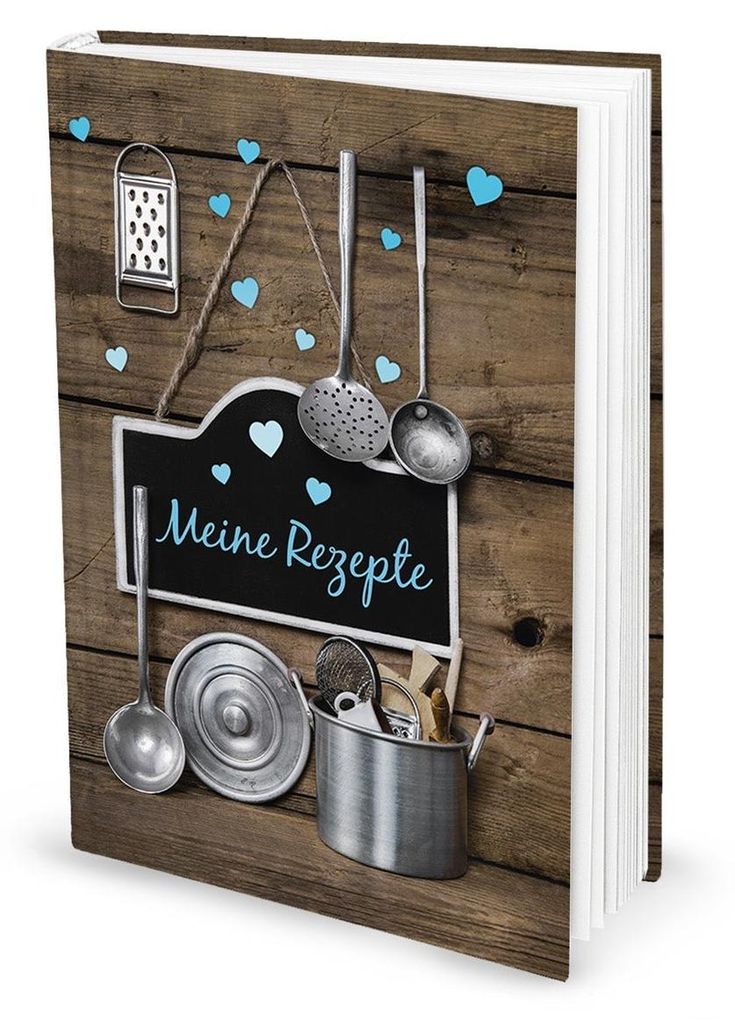 Kleines Kochbuch zum Selberschreiben Meine Rezepte braun türkis DIN A5 Hardcoverohne Metallecken