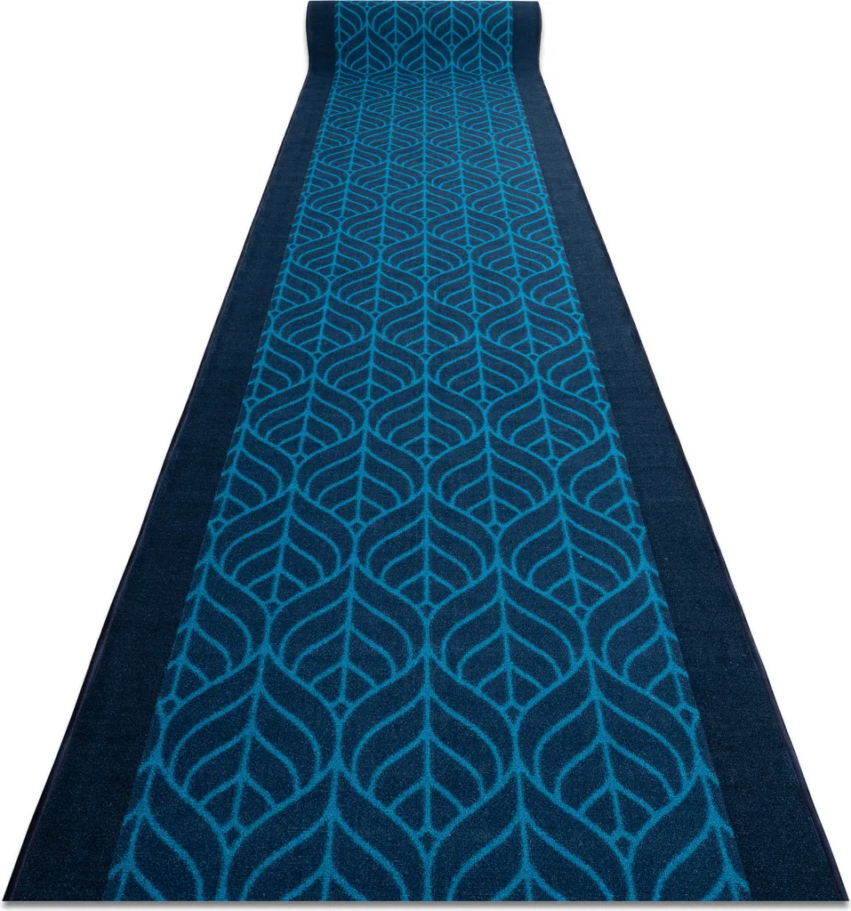 Grand passage de couloir antidérapant bleu marine PÓRA plumes 67x490 cm