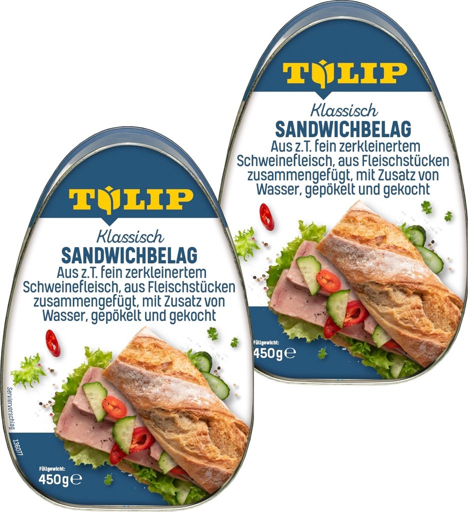 TULIP 2 x 450 g Sandwichbelag aus Schweinefleisch Frühstücksfleisch