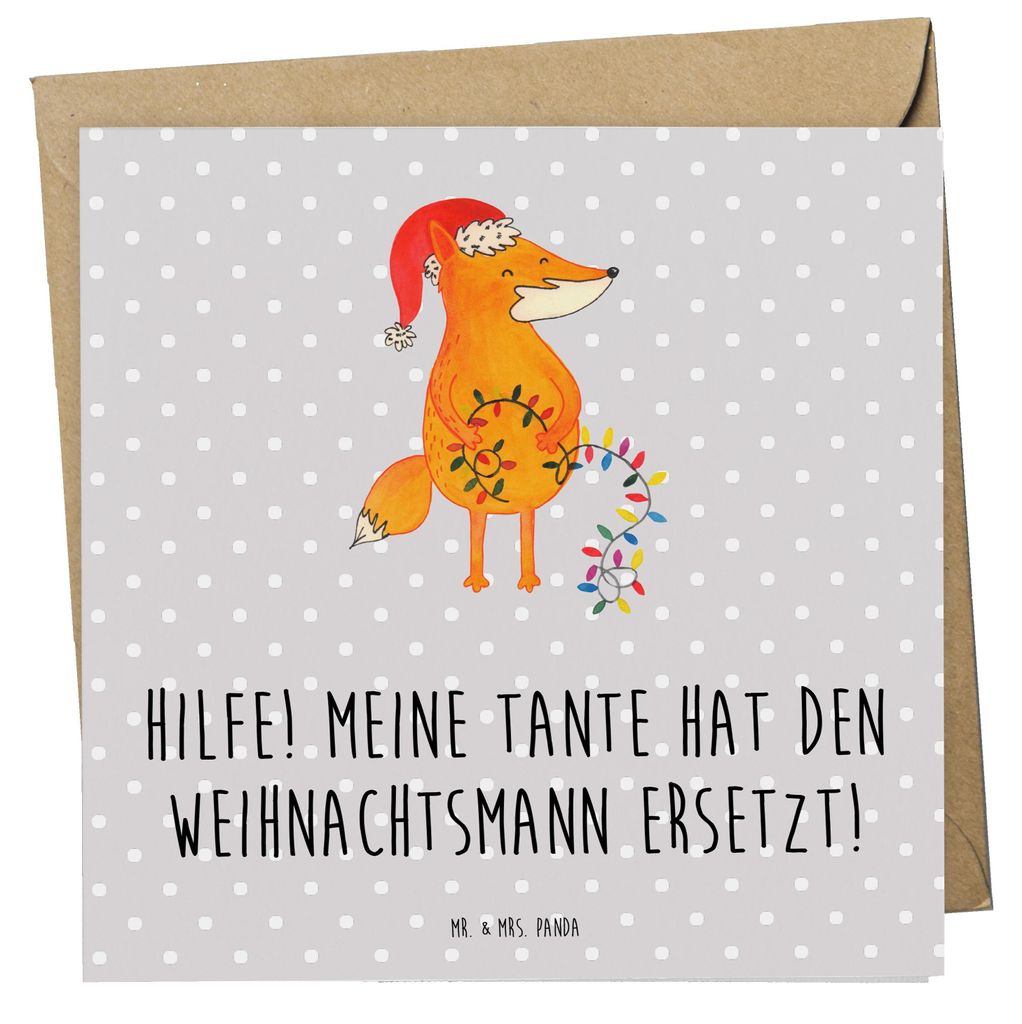 Mr. & Mrs. Panda doppelkarte Tante Weihnachten - Grau Pastell - Geschenk, handgemacht, faltkarte, Geschenke, Klappkarte, Neffe, Familienmitglieder,...