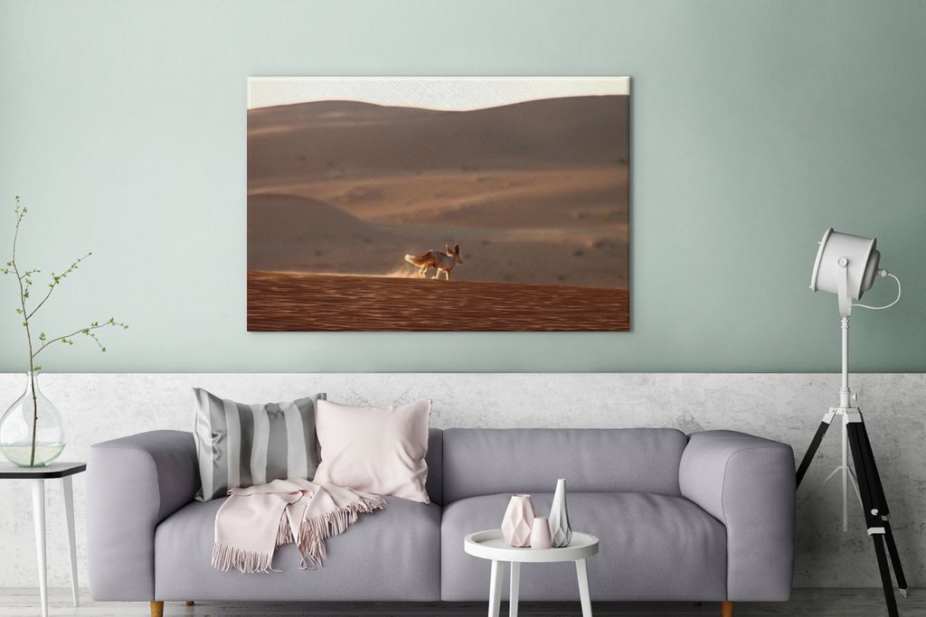 OneMillionCanvasses - Leinwandbilder - 140x90 cm, Fuchs - Tiere - Wüste, Wandbilder Kunstdruck Wanddekoration - Foto auf Leinwand - Gemälde auf...