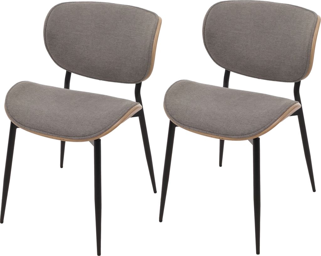 2er-Set Esszimmerstuhl HWC-O45, Bugholz Stoff (370g/m²) - natur, hellgrau