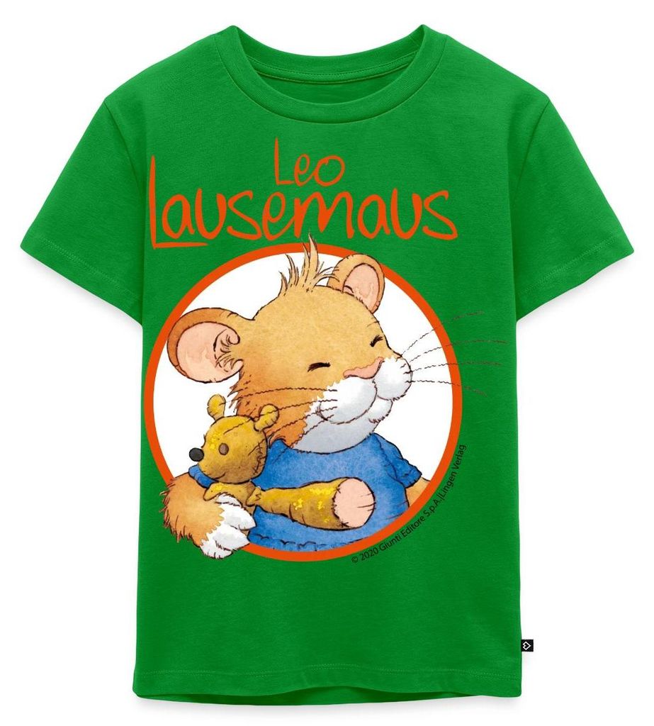 Spreadshirt Leo Lausemaus Logo Kinder Premium T-Shirt, 98/104 (2 Jahre), Grün