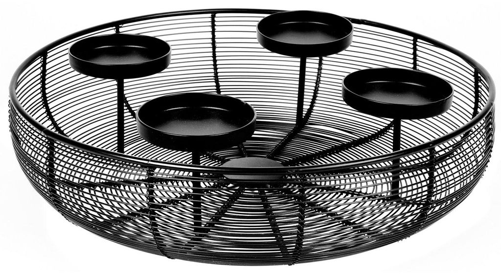 Couronne de l'Avent bol en métal noir Ø 36 cm Image du produit 