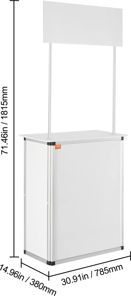 VEVOR Bancone espositivo portatile Bancone espositivo, 785 x 380 x 1815 mm Bancone espositivo Bancone espositivo, Tavolo bar promozionale pieghevole, Bancone espositivo per ricevimenti con ripiano di stoccaggio, Borsa di trasporto - 8
