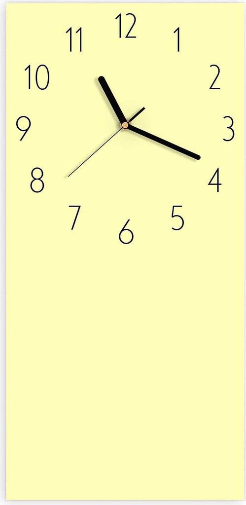 Wanduhr aus Glas mit Motiv Cremefarbener Hintergrund- 30 x 60 cm - inkl. Aufhängesystem