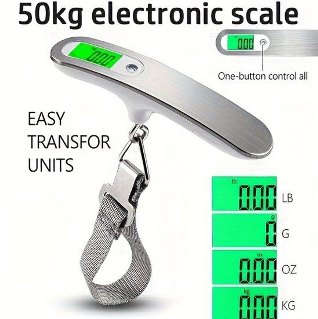 Portable, wasserbeständige, tragbare Reise-Waage aus Edelstahl, für Außenverwendung geeignet, Ladegeschwindigkeit 1,5 kg/s, 50 kg Tragfähigkeit...