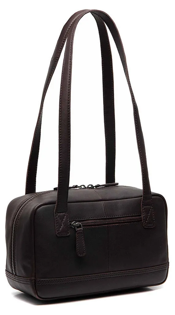 Sac à main en cuir véritable avec bandoulière réglable marron - 2