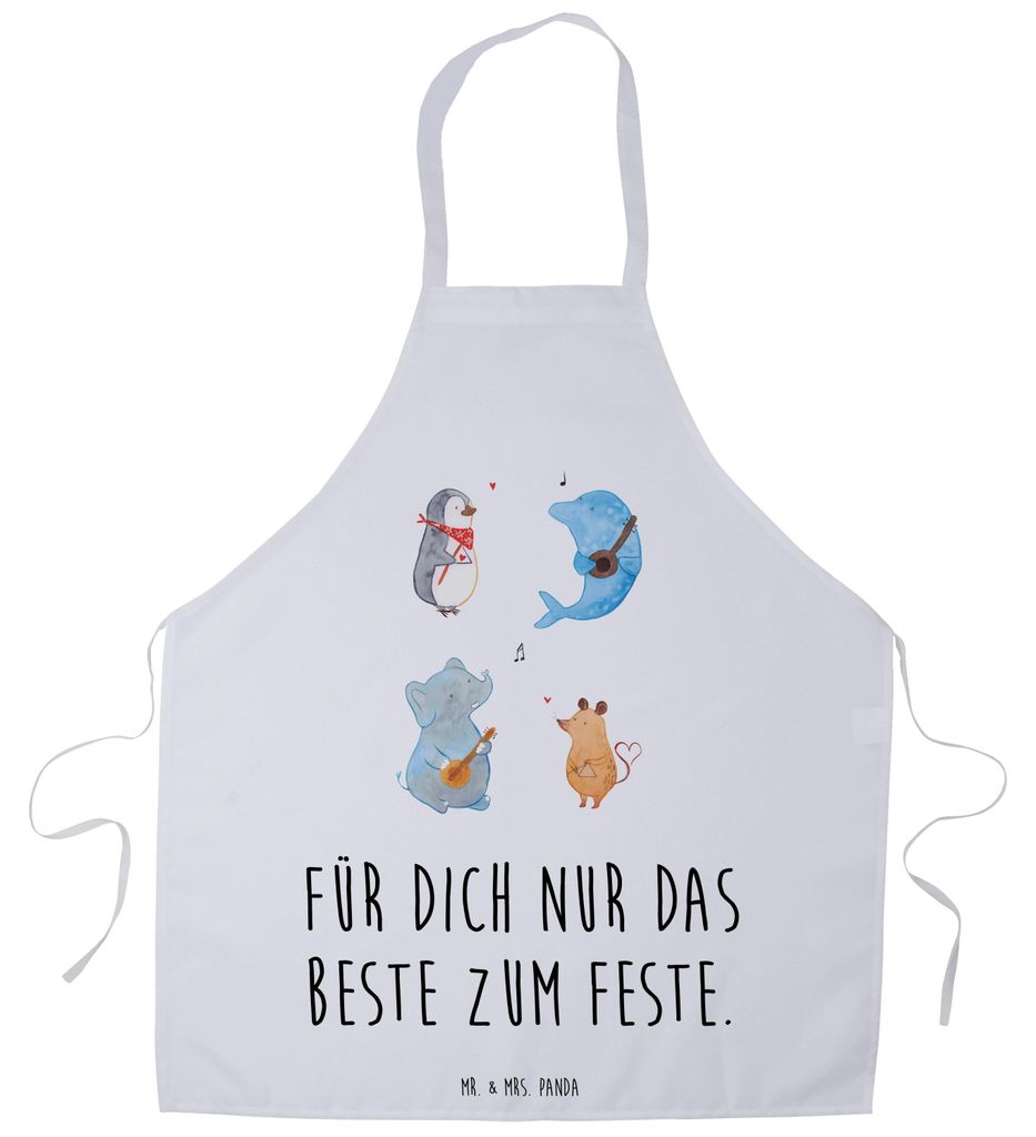 Mr. & Mrs. Panda Schürze Big Band - Weiß - Geschenk, Grillschürze, Delfin, Elefant, Küchenschürze, Lustige Sprüche, Kochschürze, Barkeeper, ...