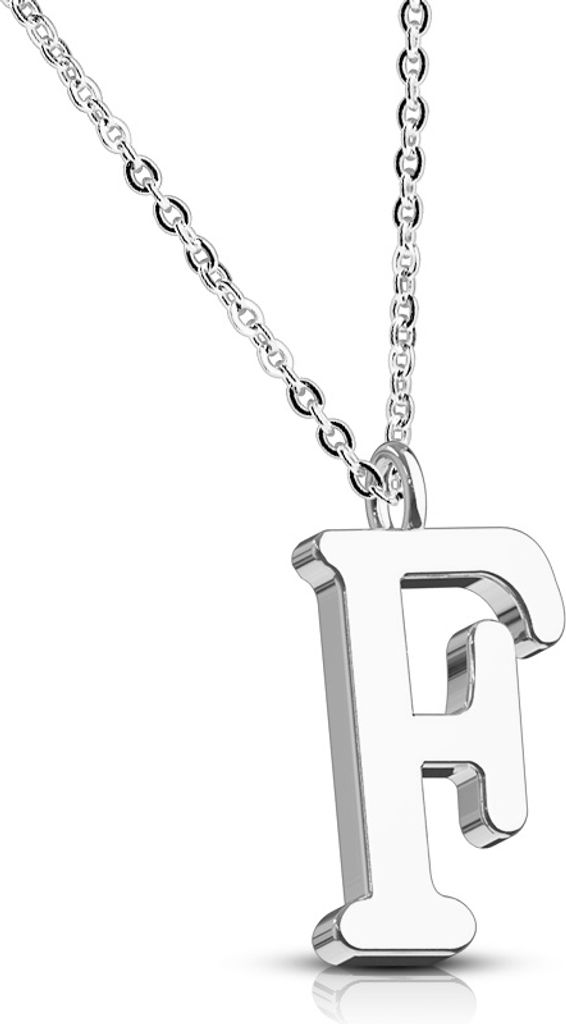 F - Kette Buchstaben Anhänger Silber aus Edelstahl Damen F