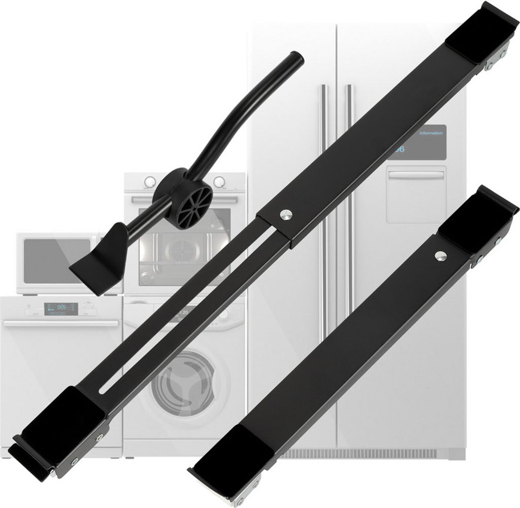 Hengda Waschmaschinen Untergestell Schwarz mit Rollen, Verstellbar von 45 bis 70 cm, Trockner Kühlschrank Podest Sockel