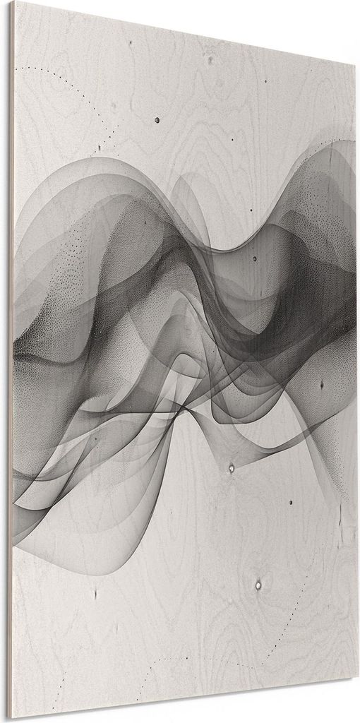 DEQORI Holzbild 40x60 cm 'Fließende Schwarztöne' Bild auf Holz Wandbild Kunstdruck
