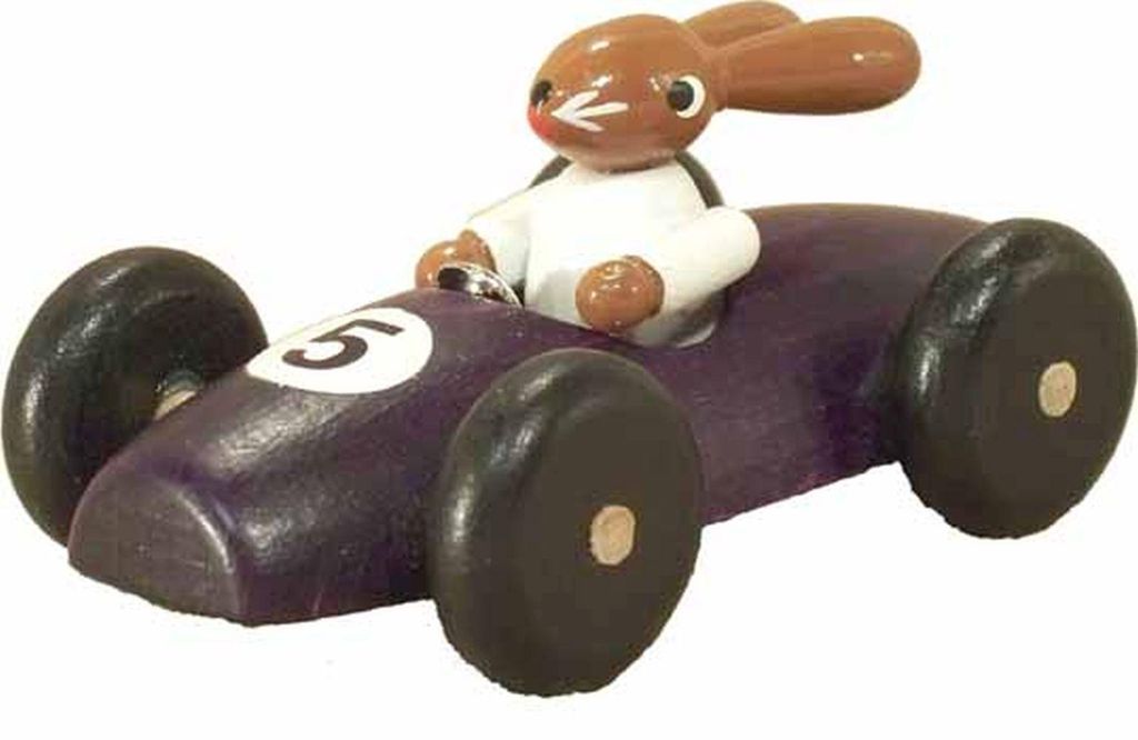 Osterdekoration Hasenrennauto lila BxH 8x3xcm NEU