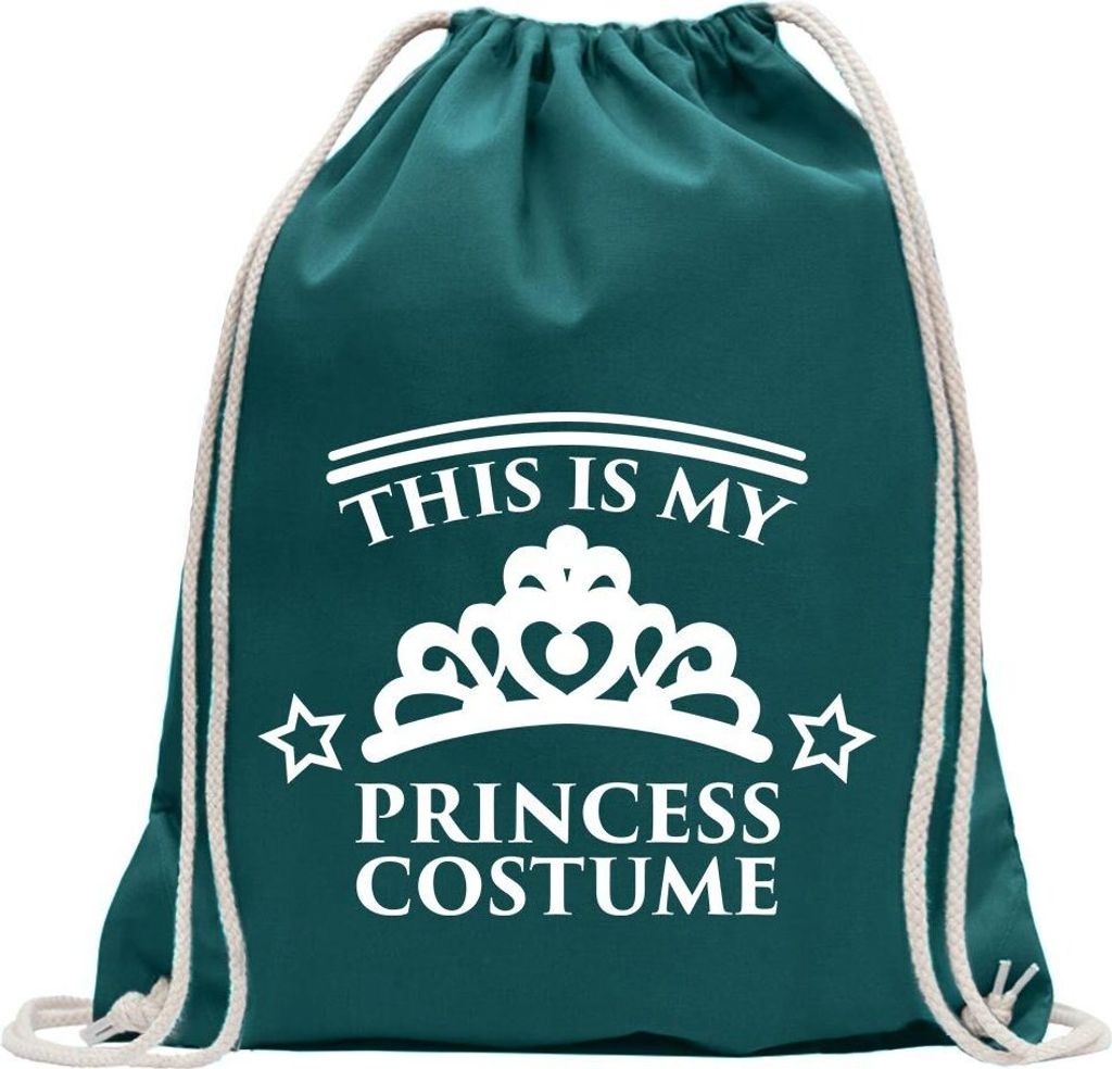 Kiwistar - Turnbeutel - petrol - This is My Princess Costume - Fun Rucksack Sport Beutel Gymsack Baumwolle mit Ziehgurt