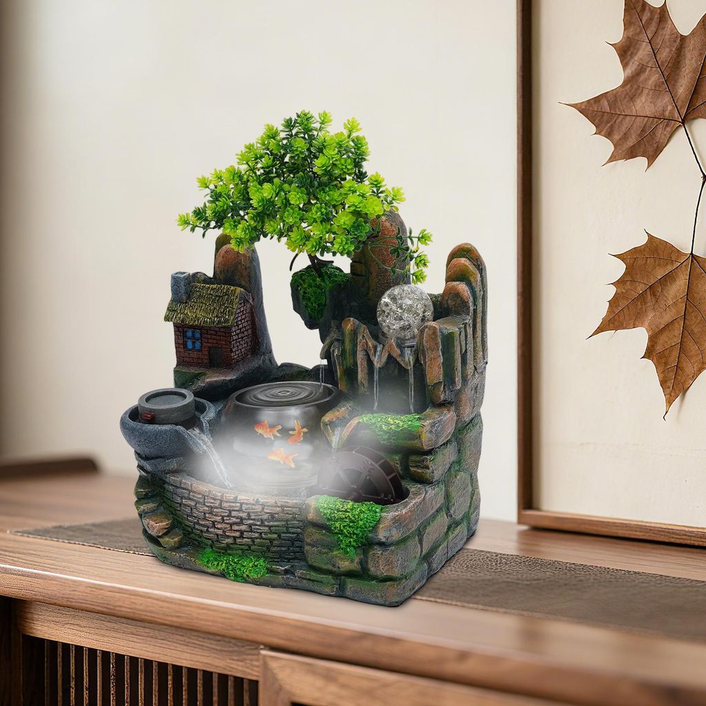 Tisch Wasserbrunnen Tischbrunnen gartenbrunnen Indoor-Tischbrunnen mit LED Licht Dekoration