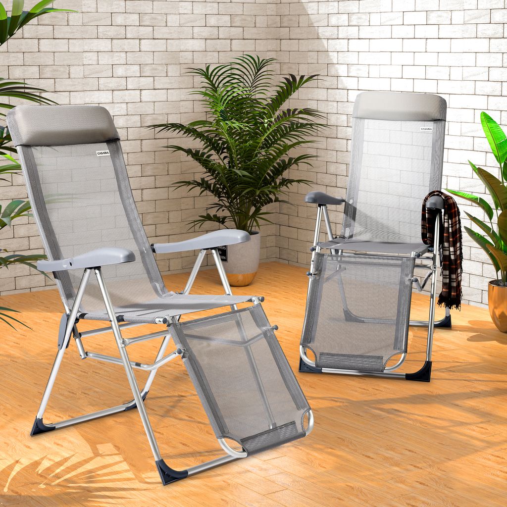 CASARIA® Gartenstuhl mit Fußteil 2er Set 7fach Verstellbar Produktbild 9