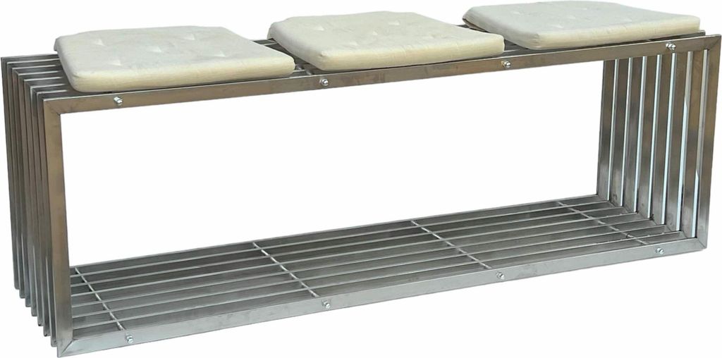 DanDiBo Gartenbank Edelstahl Metall Wetterfest Massiv 150 cm Sitzbank Bank Garten 96429 Parkbank Lamellenbank