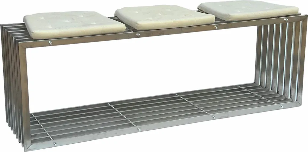 Banc de jardin résistant aux intempéries en acier inoxydable massif 150cm