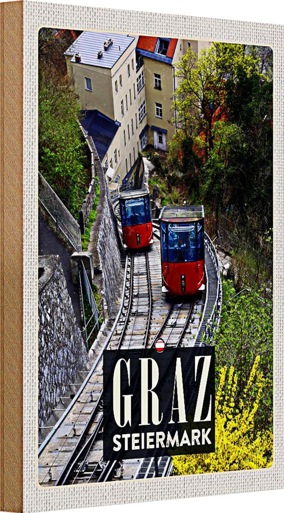 Holzschild Reise 20x30cm Graz Steiermark Gondel Natur Urlaub