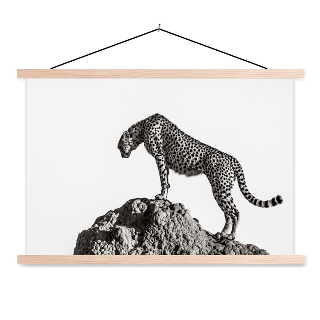 MuchoWow Textilposter Raubtier - Panther - Tiere - Natur 120x80 cm mit holzfarbenen Rahmen - Aufhängeset