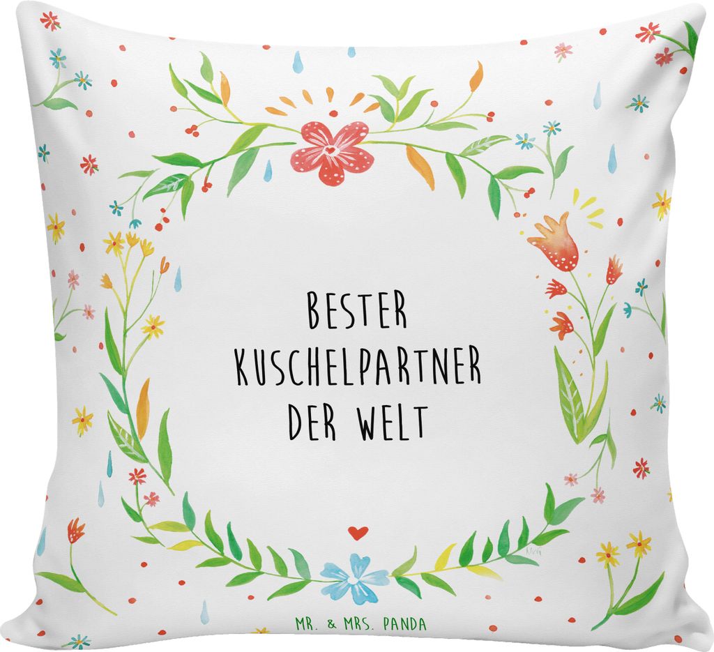 Mr. & Mrs. Panda kuschelkissen 40x40 Kuschelpartner - Weiß - Geschenk, Kissen, Kuscheln, Freund, Ehefrau, für sofa, Freundin, verliebt, Polster, ...