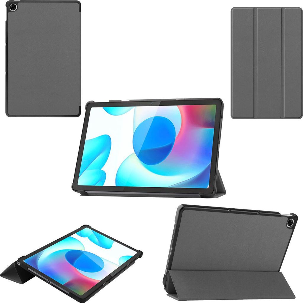 Für Oppo Realme Pad 10.4 3folt Wake UP Smart Cover Grau Tablet Tasche Etuis Case