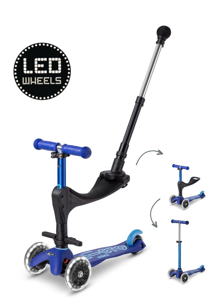Dětská koloběžka Micro Mini Micro 3v1 Deluxe LED modrá - Obrázek produktu 
