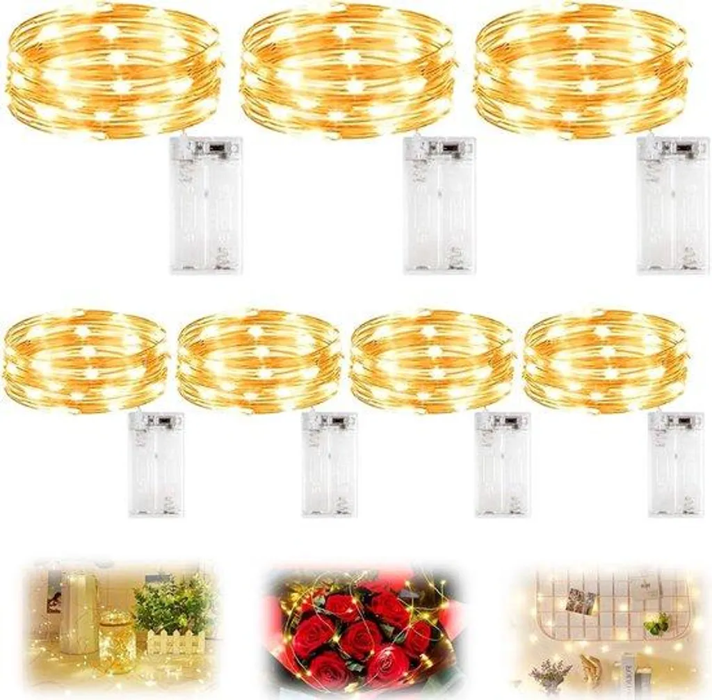 Guirlande 20 LED Blanc Chaud 2m avec Timer - Déco Verre Étanchéité IP44