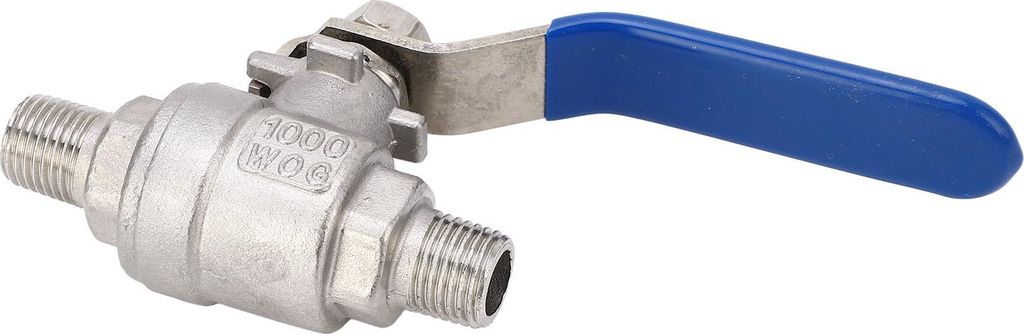 Kugelhahn 1/4 Zoll NPT DN8 Außengewinde, 2-teiliger gerader Kugelhahn-Anschluss aus Edelstahl