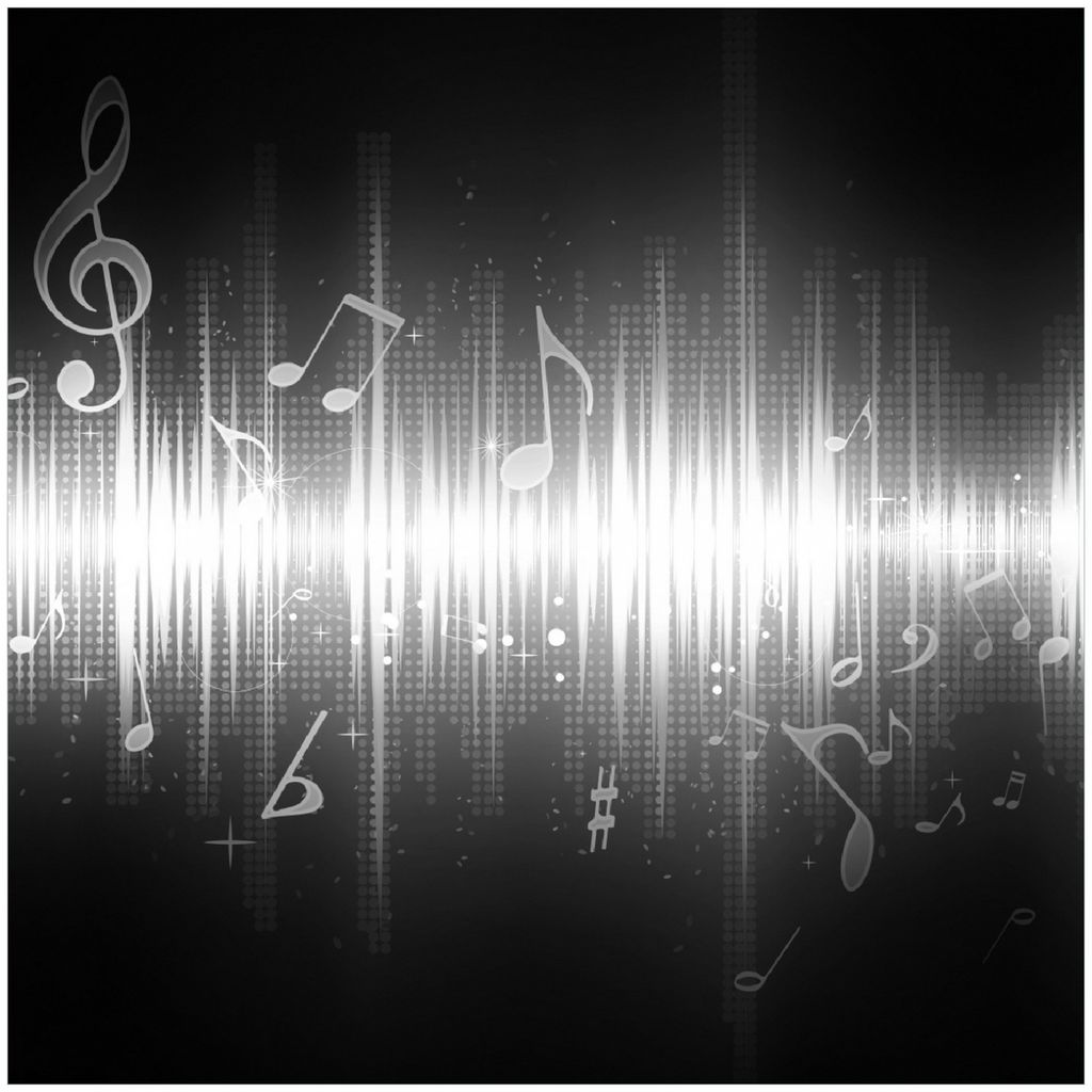 Wallario Premium Glasbild, freischwebende Optik, kräftige Farben, Größe 30 x 30 cm Motiv Noten der Musik in schwarz und weiß