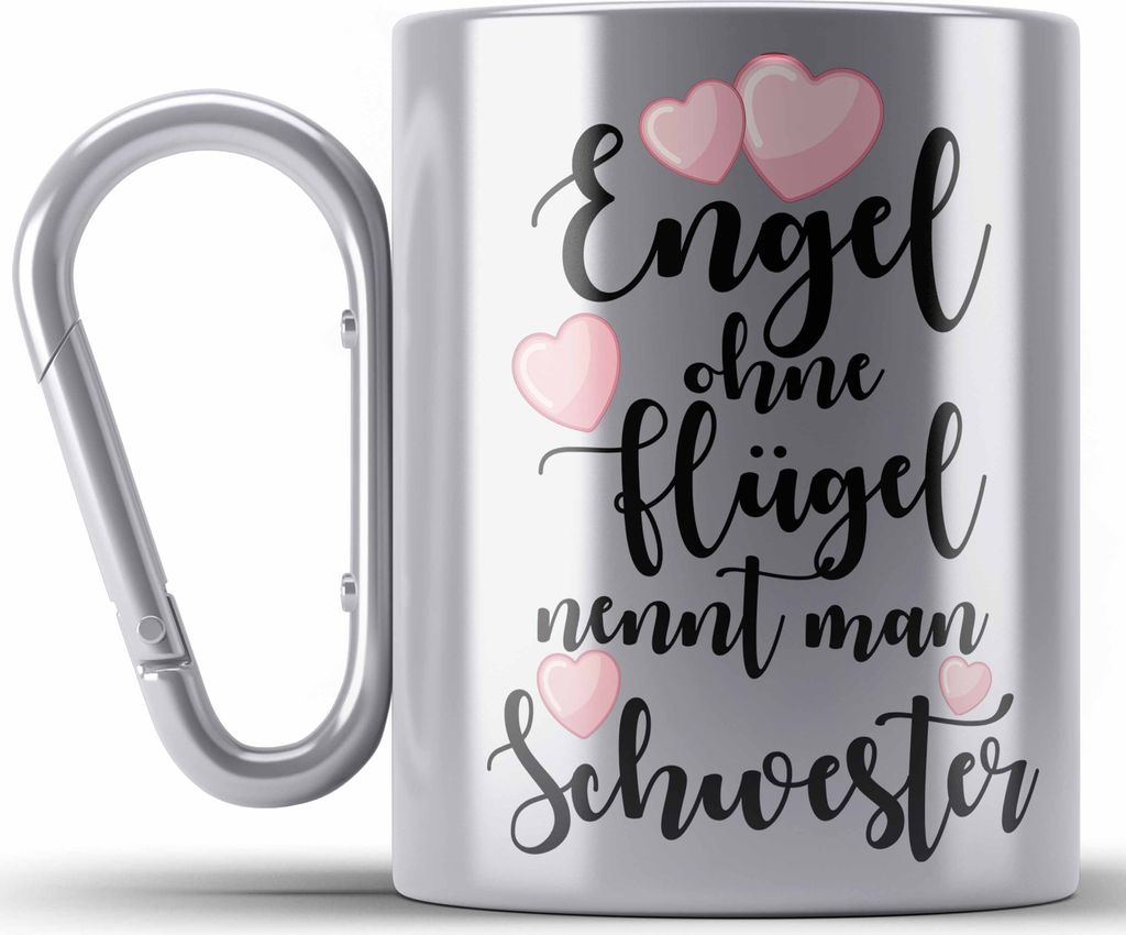 Trendation - Beste Schwester Geschenk Edelstahl Tasse Karabiner Karabiner Edelstahl Tasse Karabiner Edelstahl Geburtstag Weihnachten Geschenkideen ...