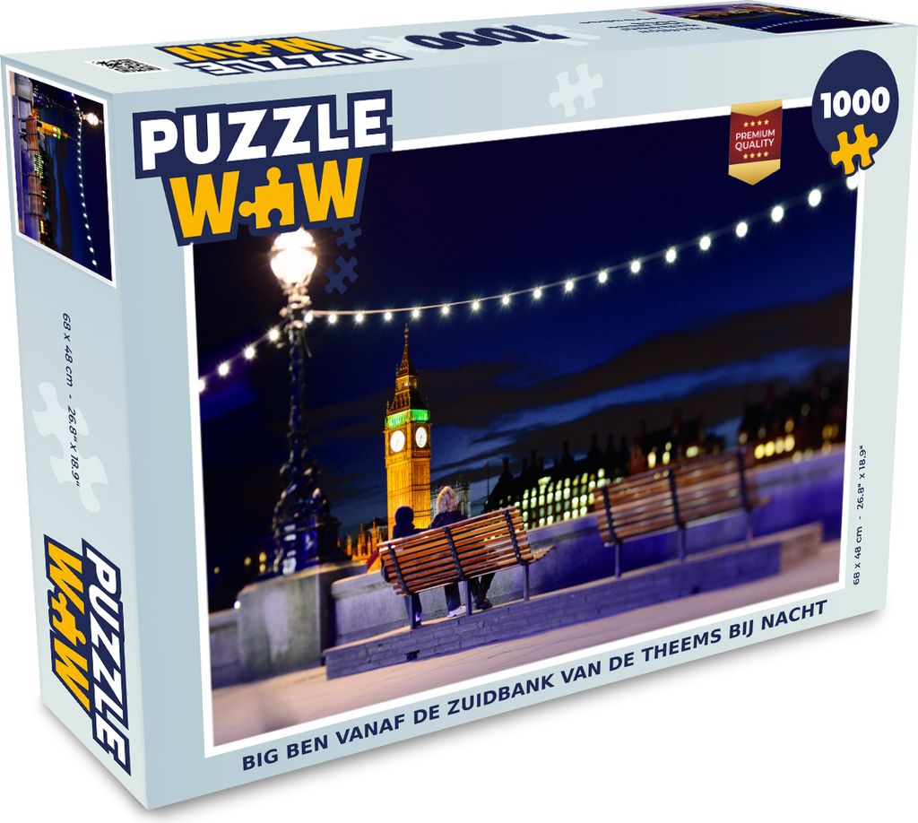 MuchoWow Puzzle 1000 Teile Big Ben vom Südufer der Themse bei Nacht - Erwachsene - Rätsel