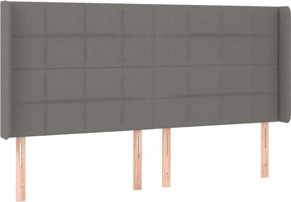 Kopfteil mit Ohren Dunkelgrau 203x16x118/128 cm Stoff