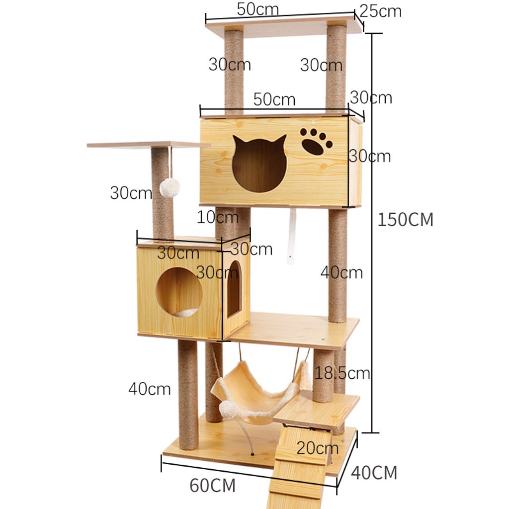 YITAHOME Kratzbaum Weihnachtsbaum - Großer Katzenbaum Mit 2 Häusern & Spielzeug, 132 Cm, Grün