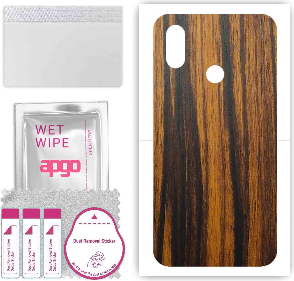 apgo Rückseite Schutzfolie, Skin, kompatibel mit Xiaomi Mi 8, Hinten Displayschutzfolie aus Vinylfolie, kratzfest, einfache Montage - Tigerwood