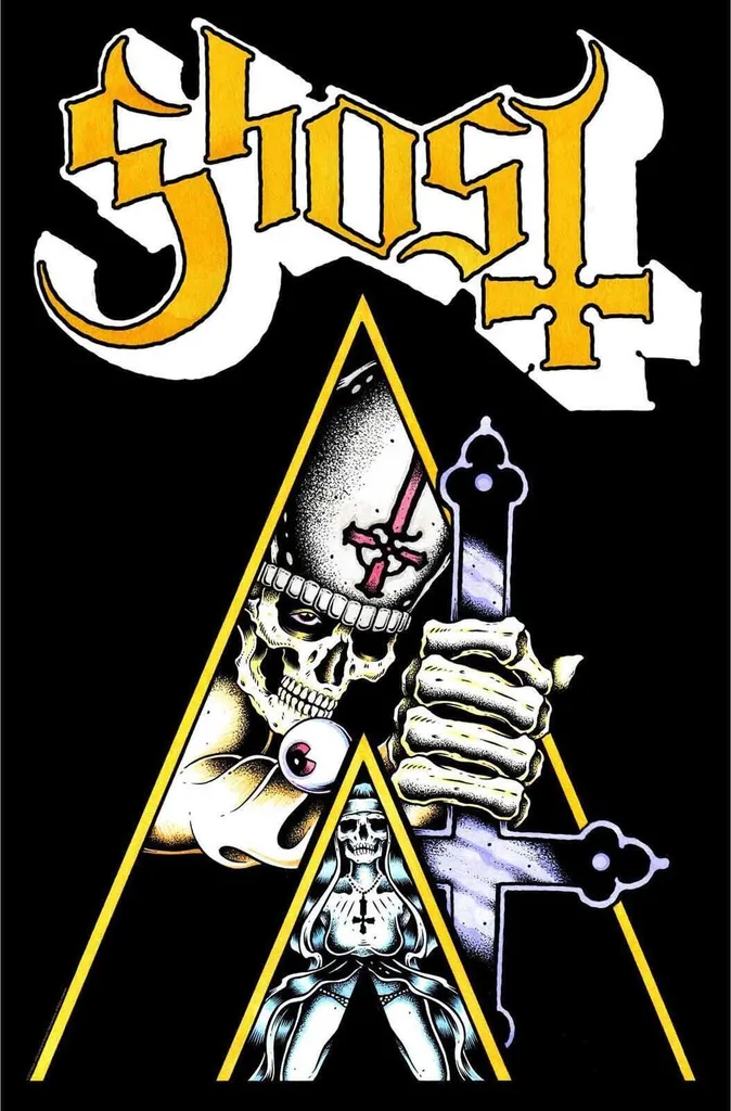 Ghost Poster Clockwork en Tissu RO2829 Noir Blanc et Jaune - Taille Unique