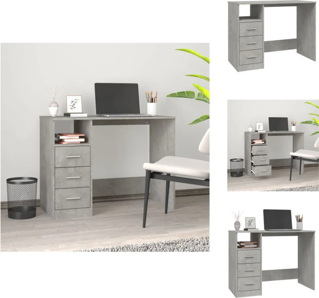 Scrivania Design Cemento 102x50cm vidaXL - Arredo Studio Industriale