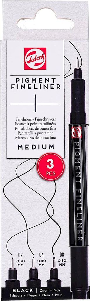 ROYAL TALENS Pigment Fineliner Medium schwarz 3er Set